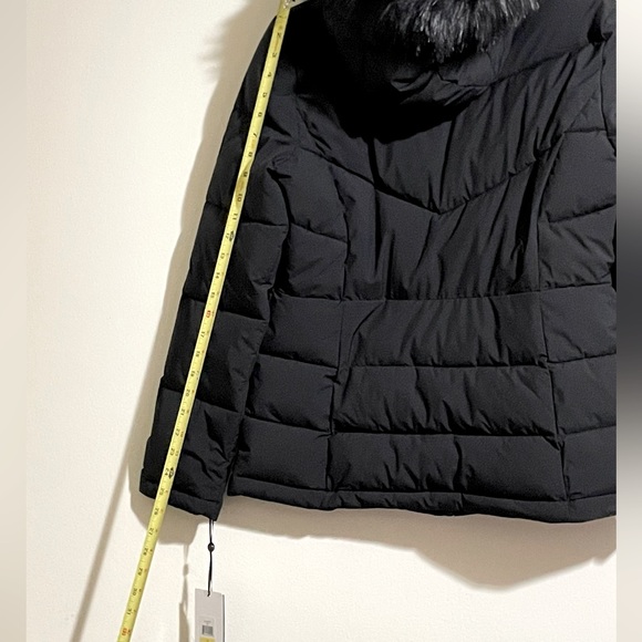 DKNY Hooded Puffer Jacket faux fur Size M Black. - Picture 5 of 16
